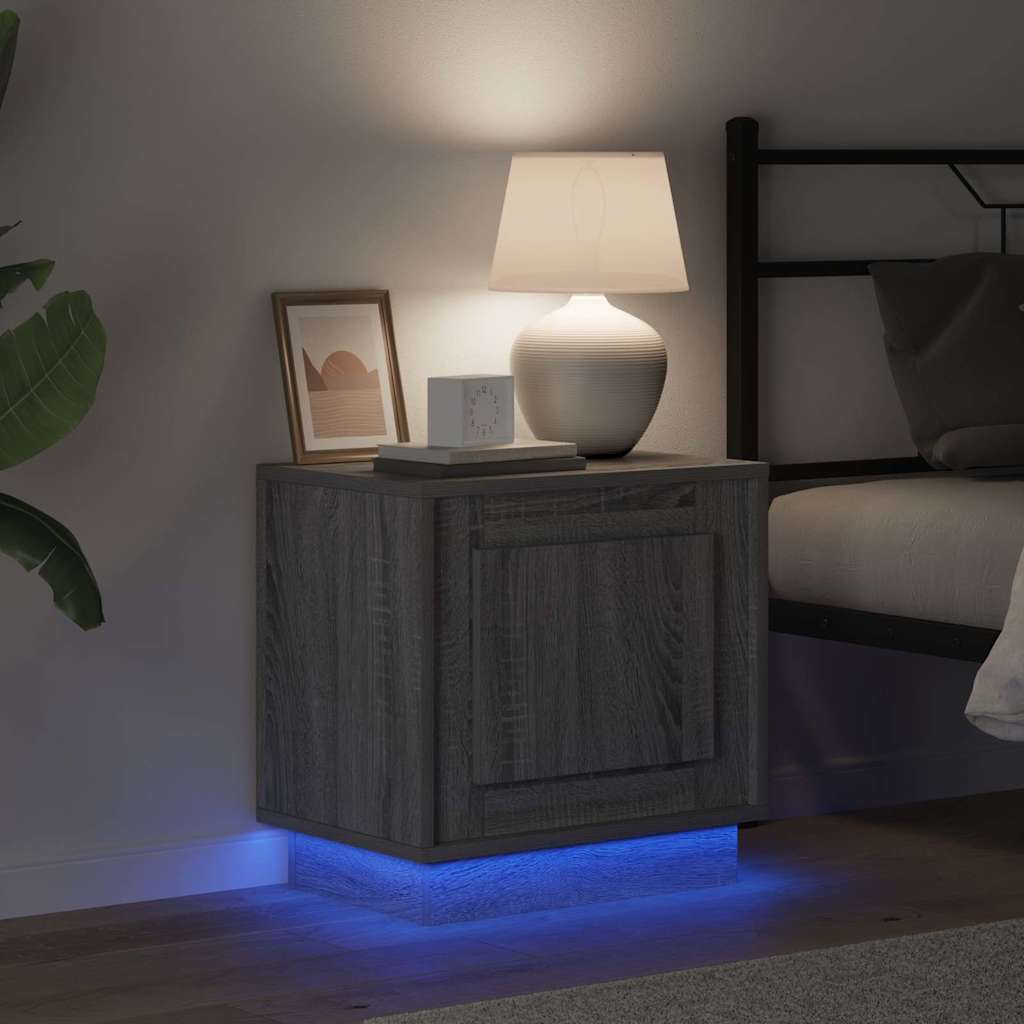 vidaXL Bedside Cabinet Grey 44 x 34.5 x 45 cm Engineered Wood
