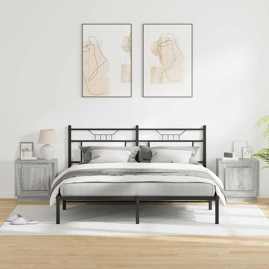 vidaXL Bedside Cabinet 2 pcs Grey 44 x 34.5 x 45 cm Engineered Wood