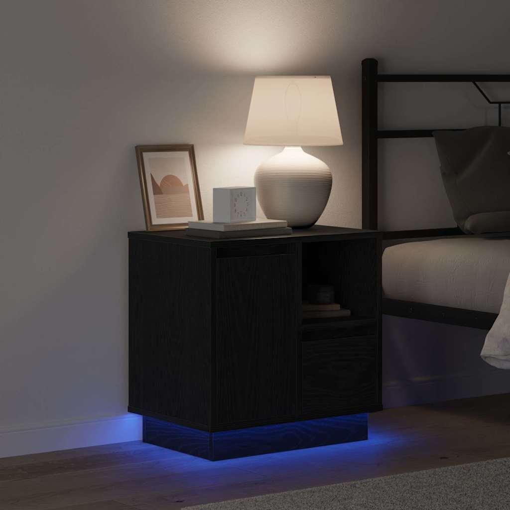 vidaXL Bedside Cabinet Black Oak 50 x 34.5 x 50 cm Engineered wood