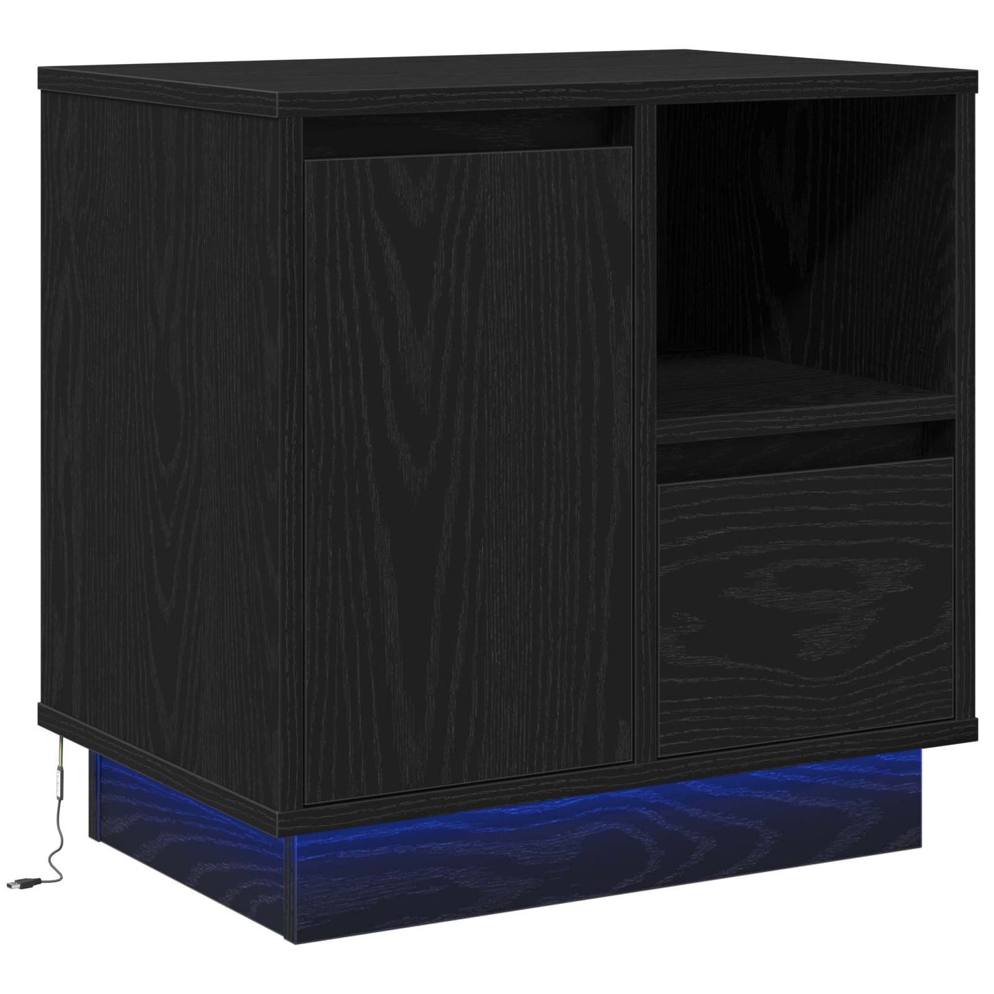 vidaXL Bedside Cabinet Black Oak 50 x 34.5 x 50 cm Engineered wood