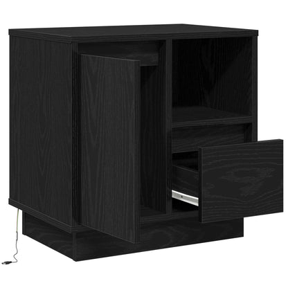 vidaXL Bedside Cabinet Black Oak 50 x 34.5 x 50 cm Engineered wood