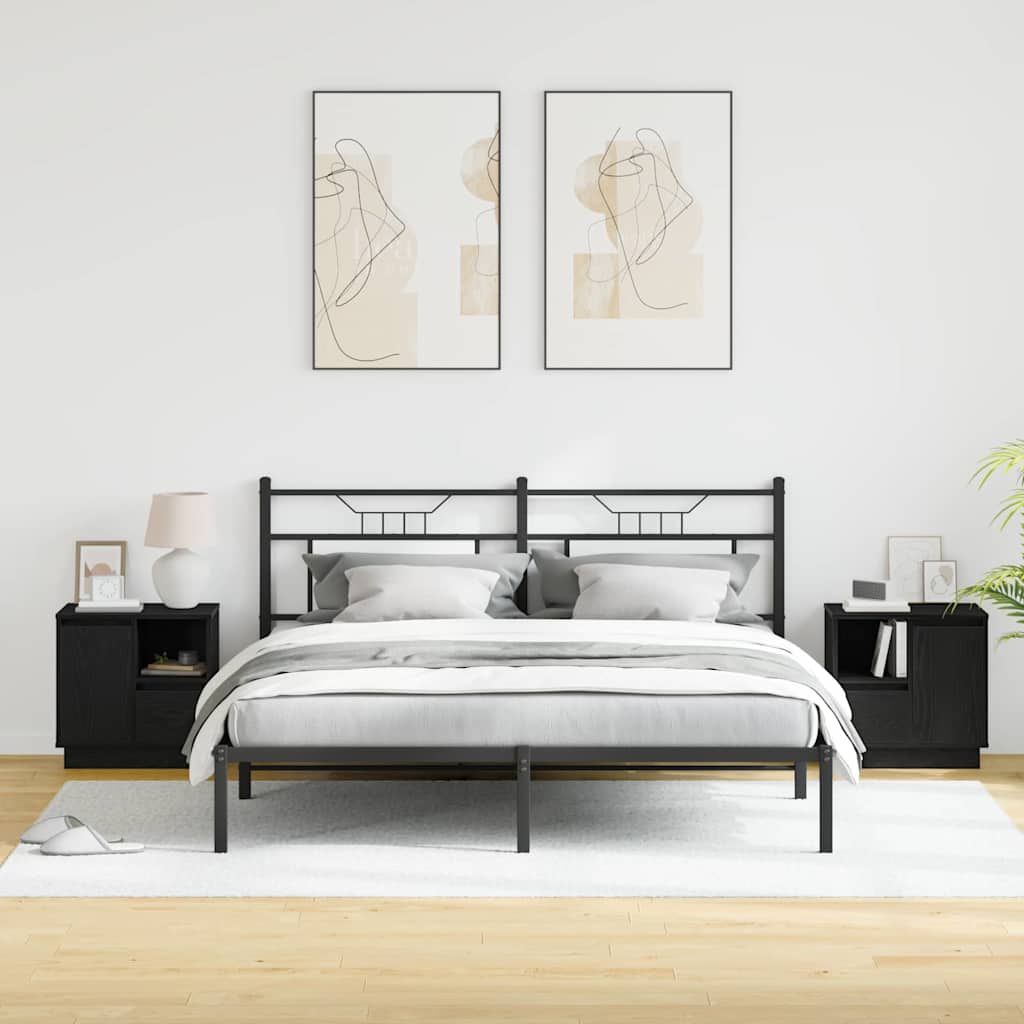 vidaXL Bedside Cabinet 2 pcs Black Oak 50 x 34.5 x 50 cm