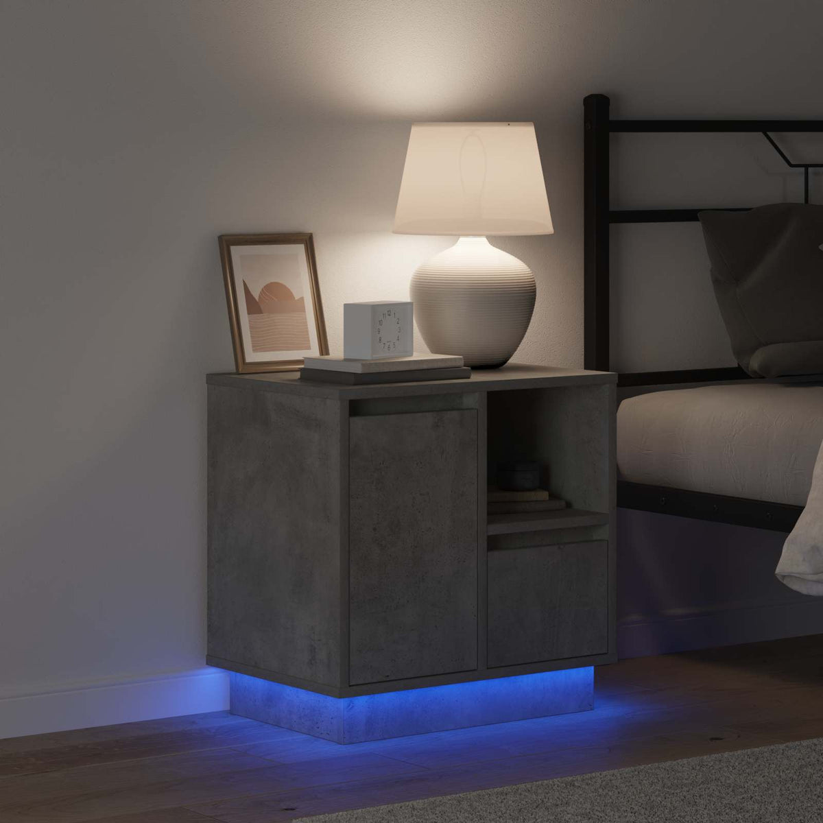 vidaXL Bedside Cabinet Concrete Grey 50 x 34.5 x 50 cm Engineered wood