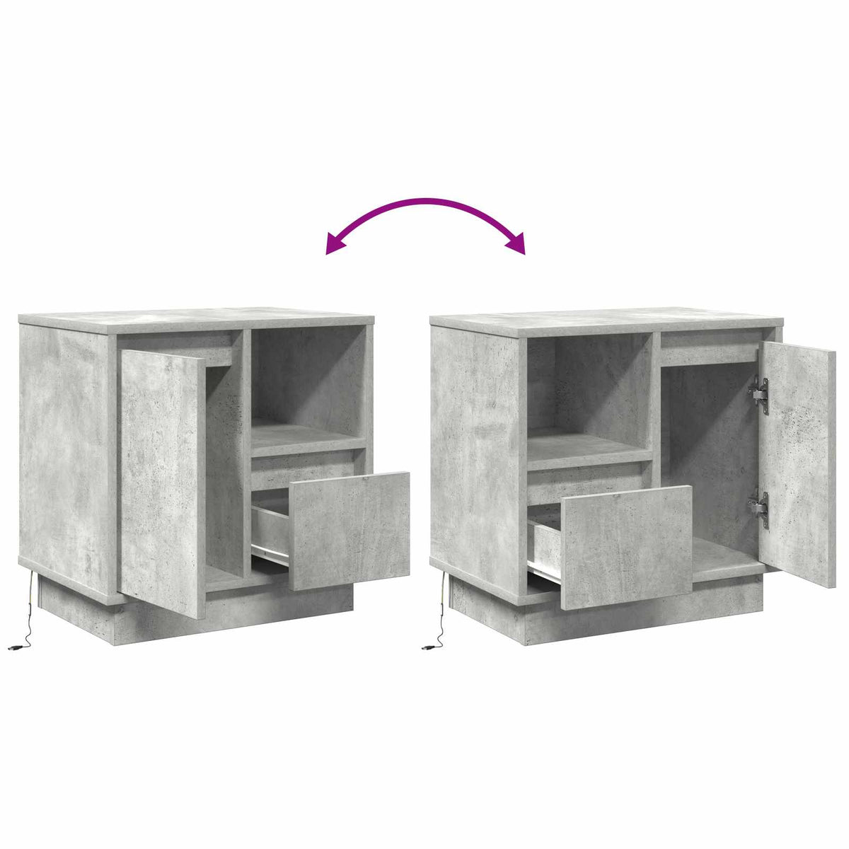 vidaXL Bedside Cabinet Concrete Grey 50 x 34.5 x 50 cm Engineered wood