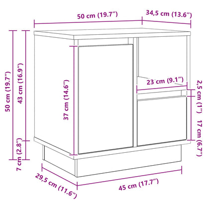 vidaXL Bedside Cabinet 2 pcs Concrete Grey 50 x 34.5 x 50 cm