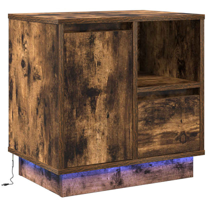 vidaXL Bedside Cabinet Smoked Oak 50 x 34.5 x 50 cm Engineered wood