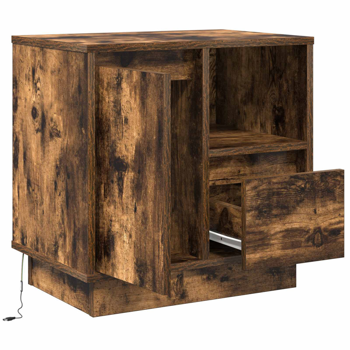 vidaXL Bedside Cabinet Smoked Oak 50 x 34.5 x 50 cm Engineered wood