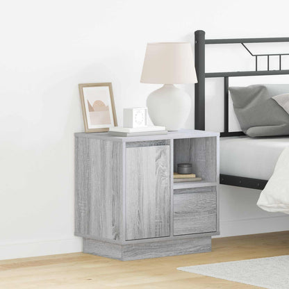 vidaXL Bedside Cabinet Grey 50 x 34.5 x 50 cm Engineered wood