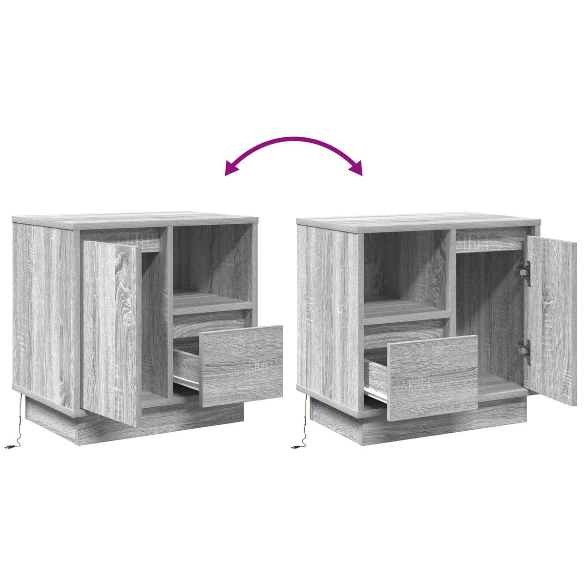 vidaXL Bedside Cabinet 2 pcs Grey 50 x 34.5 x 50 cm Engineered wood