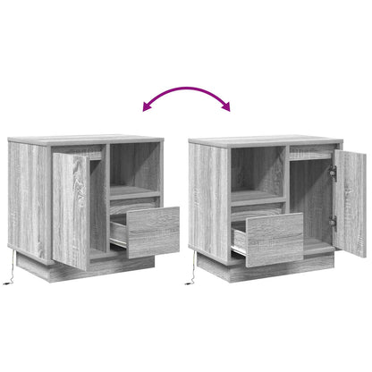 vidaXL Bedside Cabinet 2 pcs Grey 50 x 34.5 x 50 cm Engineered wood