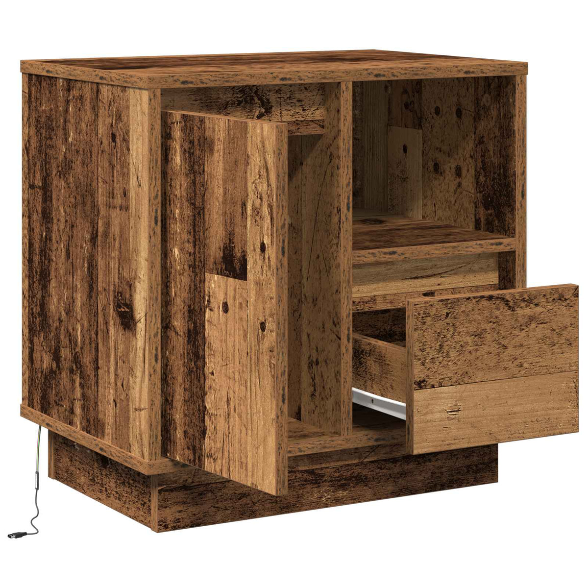 vidaXL Bedside Cabinet Old Wood 50 x 34.5 x 50 cm Engineered wood