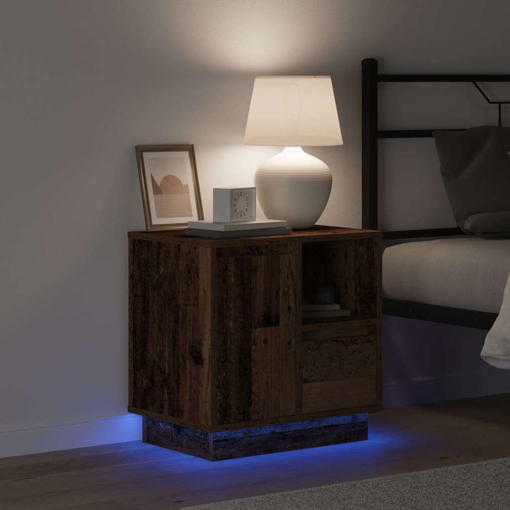 vidaXL Bedside Cabinet with Drawer 2 pcs Old Wood 50 x 34.5 x 50 cm
