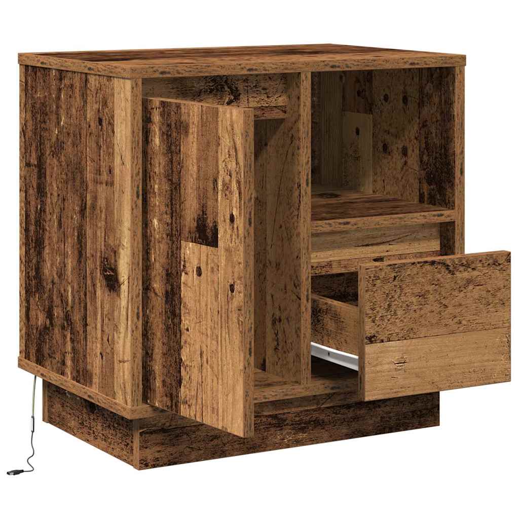 vidaXL Bedside Cabinet with Drawer 2 pcs Old Wood 50 x 34.5 x 50 cm