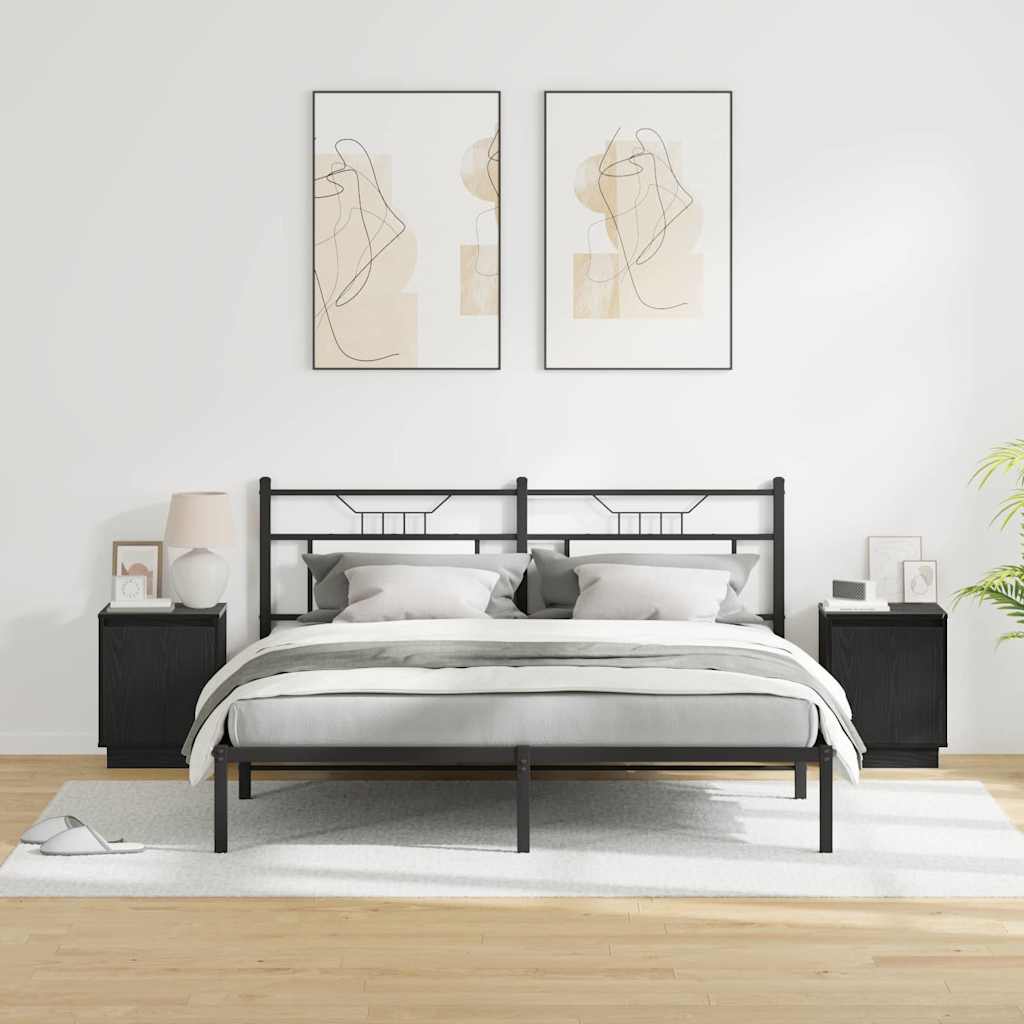 vidaXL Bedside Cabinet 2 pcs Black Oak 39 x 34.5 x 50 cm