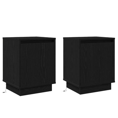 vidaXL Bedside Cabinet 2 pcs Black Oak 39 x 34.5 x 50 cm