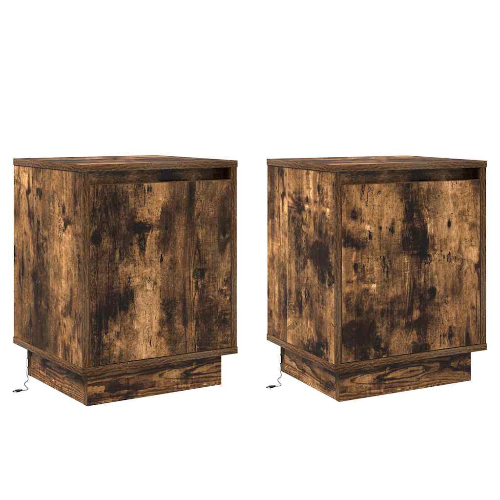 vidaXL Bedside Cabinet 2 pcs Smoked Oak 39 x 34.5 x 50 cm