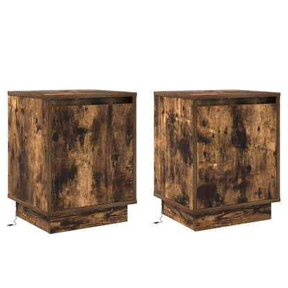vidaXL Bedside Cabinet 2 pcs Smoked Oak 39 x 34.5 x 50 cm