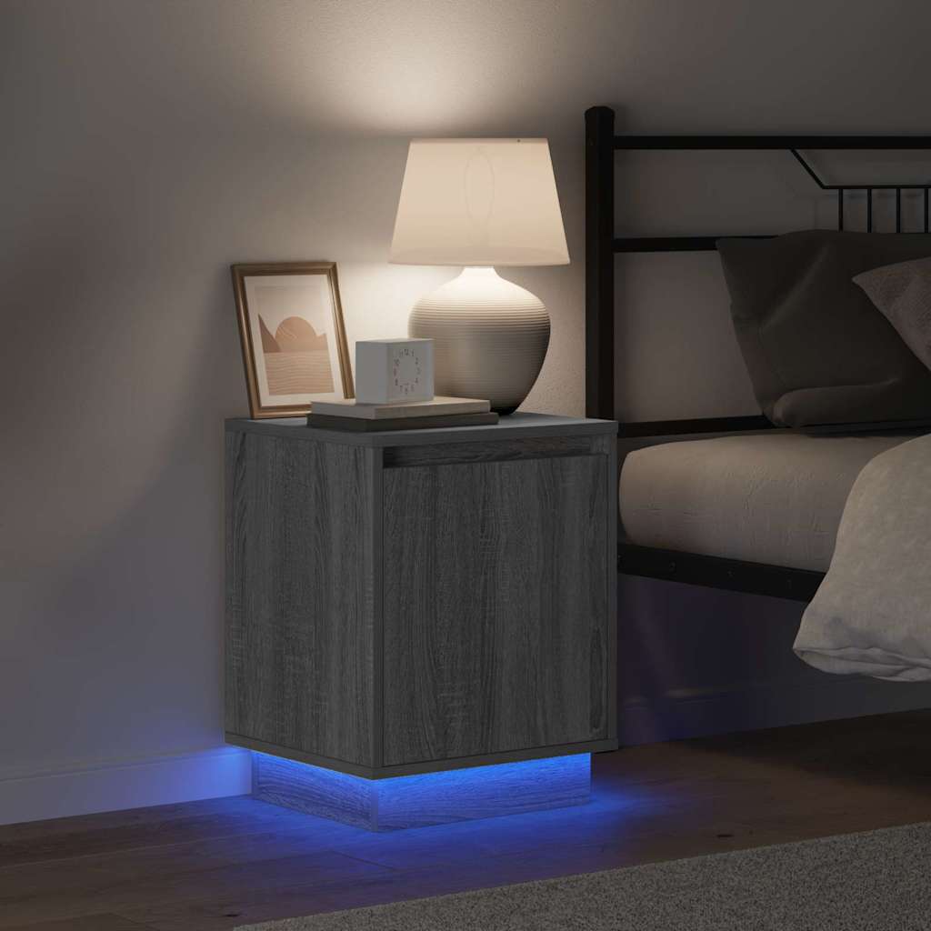 vidaXL Bedside Cabinet 2 pcs Grey 39 x 34.5 x 50 cm Engineered wood