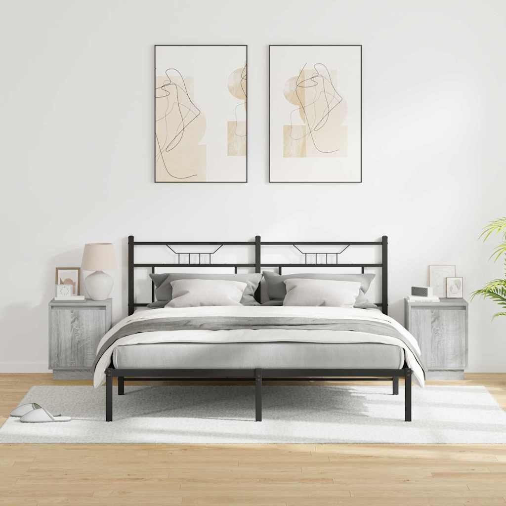vidaXL Bedside Cabinet 2 pcs Grey 39 x 34.5 x 50 cm Engineered wood
