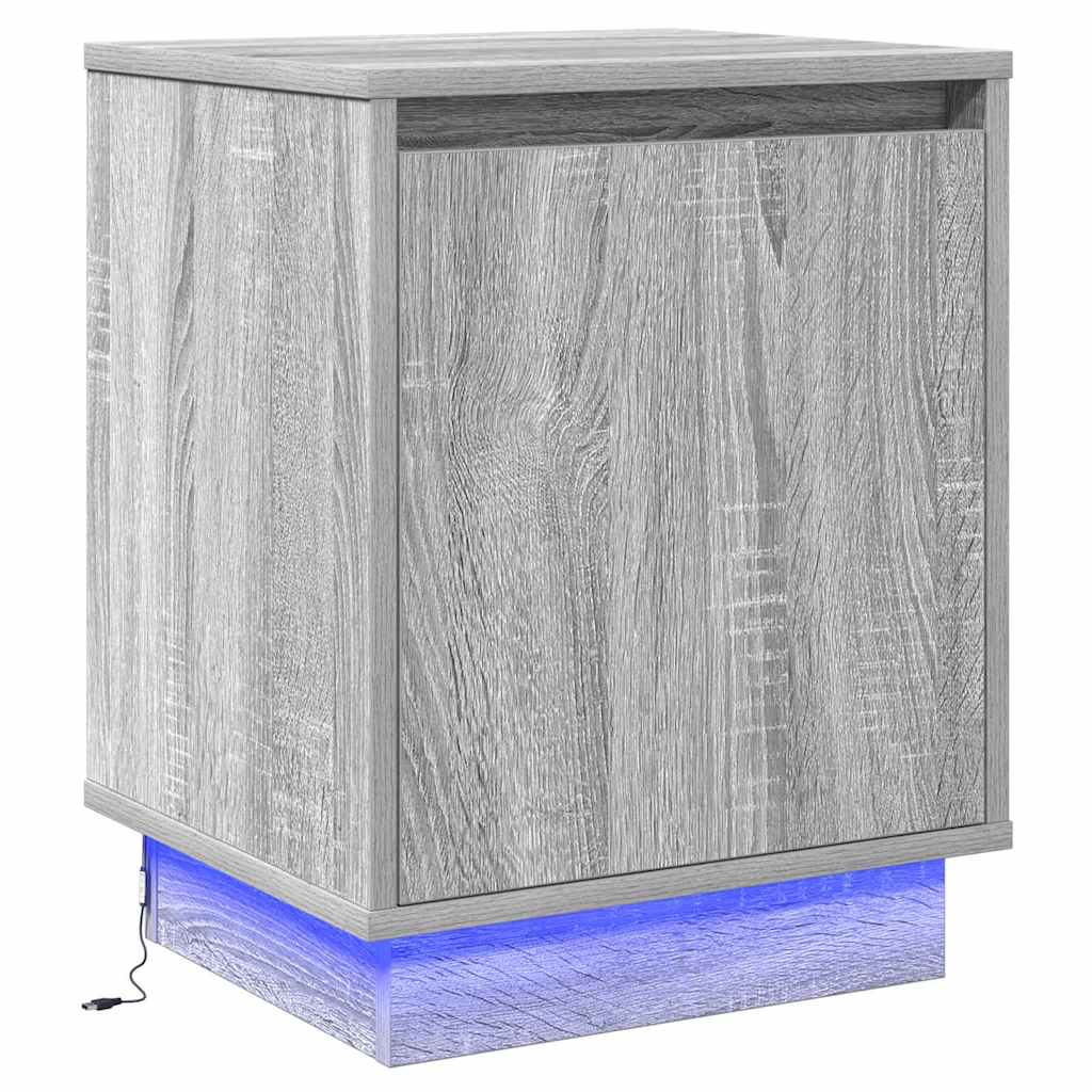 vidaXL Bedside Cabinet 2 pcs Grey 39 x 34.5 x 50 cm Engineered wood