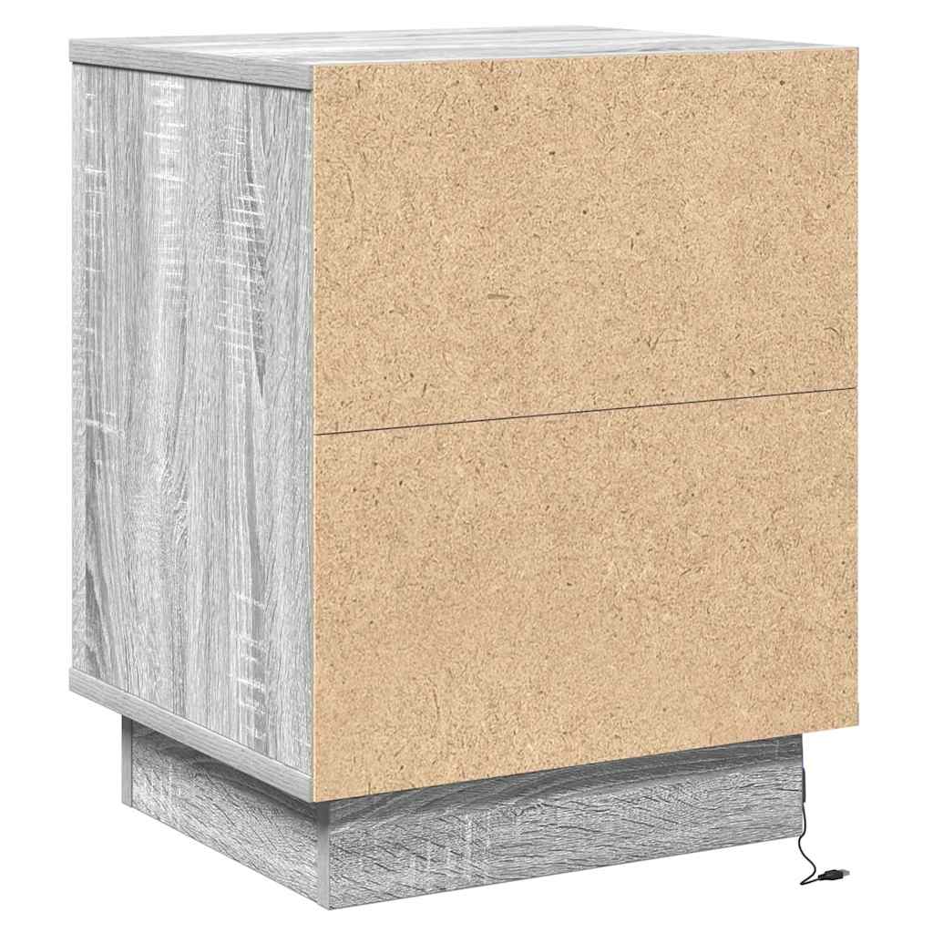 vidaXL Bedside Cabinet 2 pcs Grey 39 x 34.5 x 50 cm Engineered wood