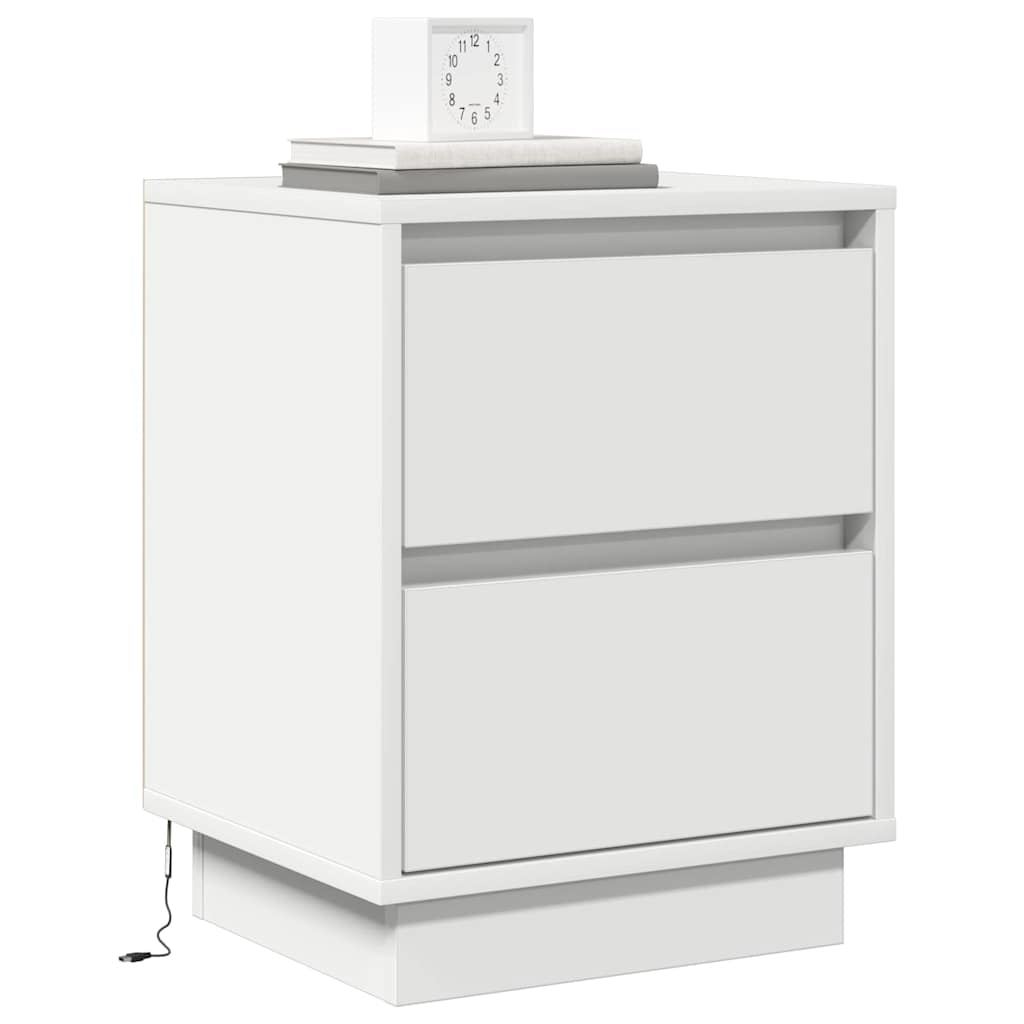 vidaXL Bedside Cabinet 2 pcs White 39 x 34.5 x 50 cm Engineered wood