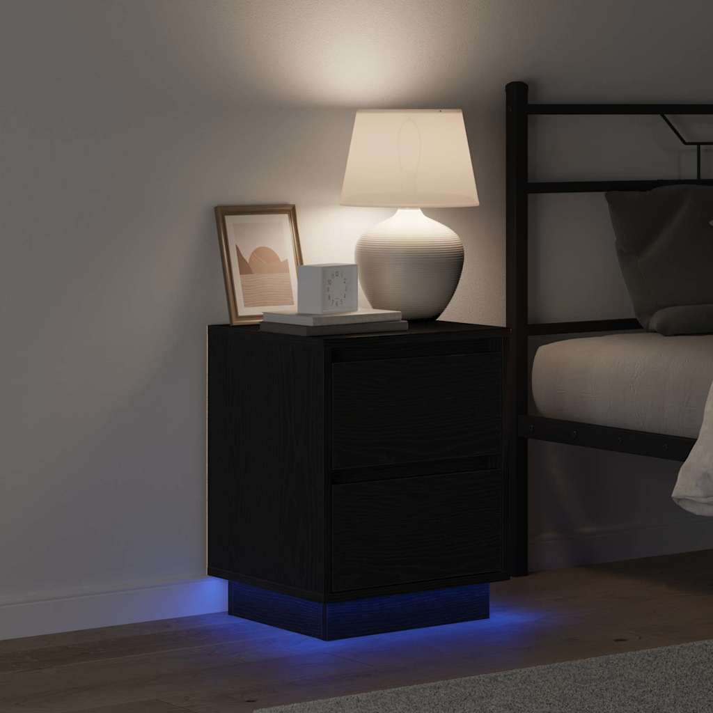vidaXL Bedside Cabinet Black Oak 39 x 34.5 x 50 cm Engineered wood