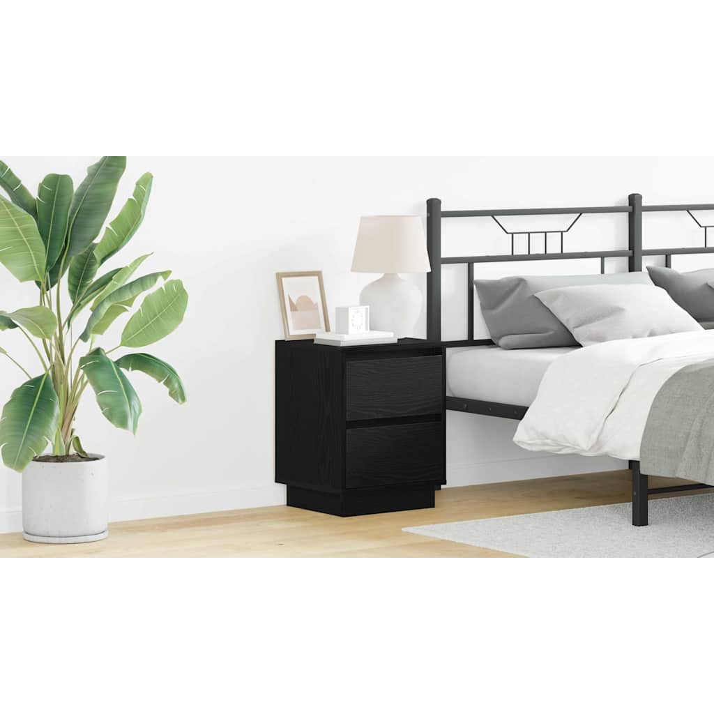 vidaXL Bedside Cabinet Black Oak 39 x 34.5 x 50 cm Engineered wood