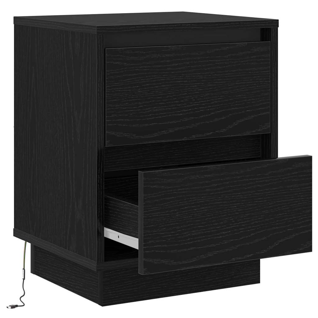 vidaXL Bedside Cabinet Black Oak 39 x 34.5 x 50 cm Engineered wood
