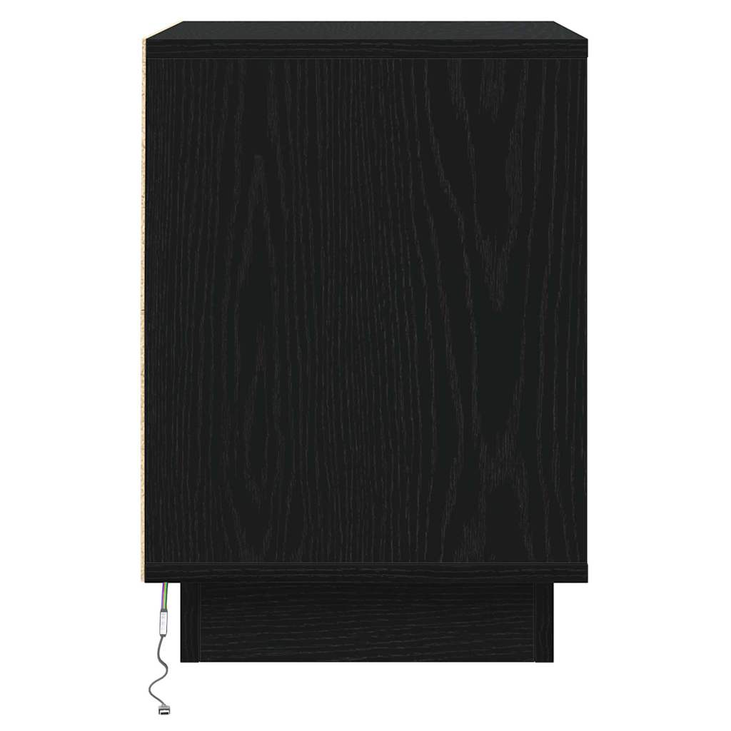vidaXL Bedside Cabinet Black Oak 39 x 34.5 x 50 cm Engineered wood