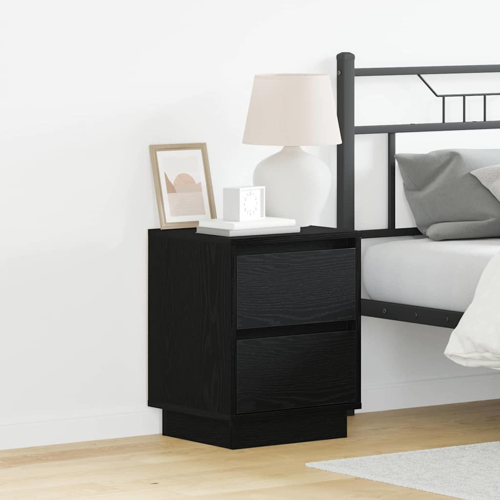 vidaXL Bedside Cabinet 2 pcs Black Oak 39 x 34.5 x 50 cm