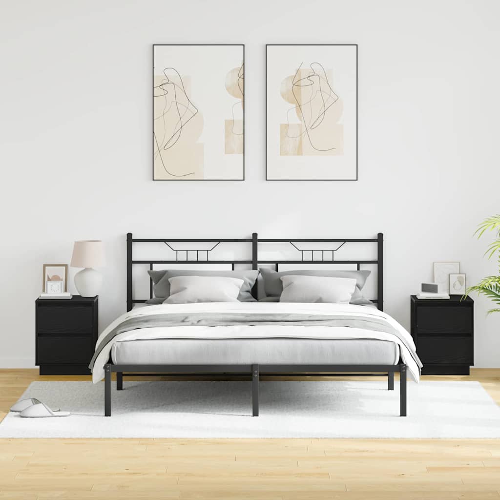 vidaXL Bedside Cabinet 2 pcs Black Oak 39 x 34.5 x 50 cm