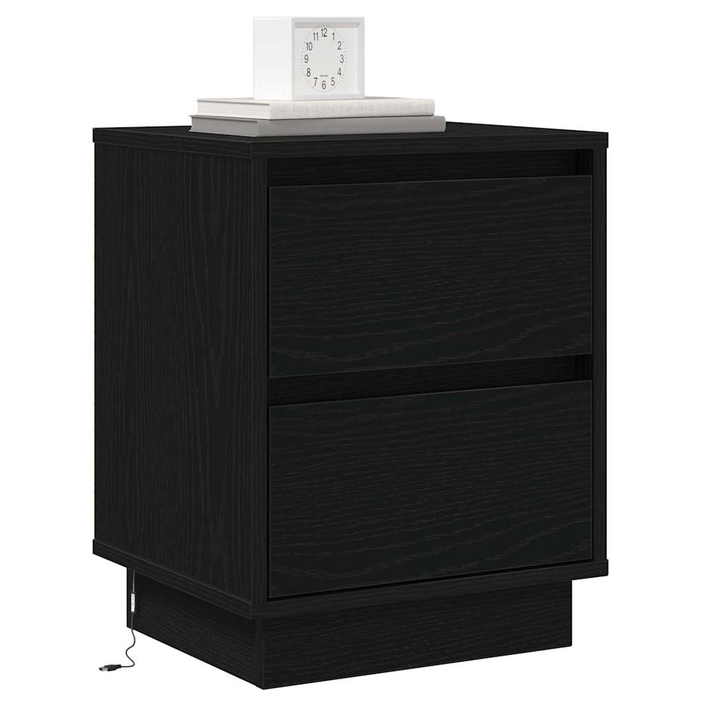 vidaXL Bedside Cabinet 2 pcs Black Oak 39 x 34.5 x 50 cm