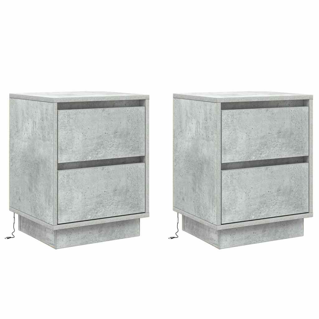 vidaXL Bedside Cabinet 2 pcs Concrete Grey 39 x 34.5 x 50 cm