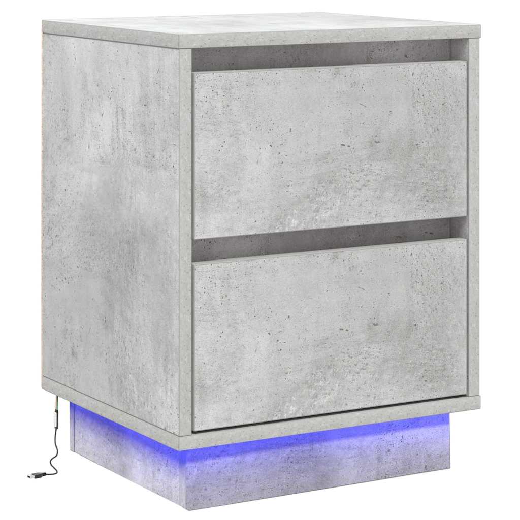 vidaXL Bedside Cabinet 2 pcs Concrete Grey 39 x 34.5 x 50 cm