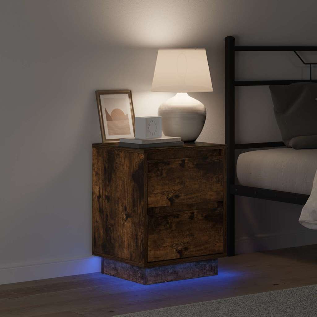 vidaXL Bedside Cabinet 2 pcs Smoked Oak 39 x 34.5 x 50 cm