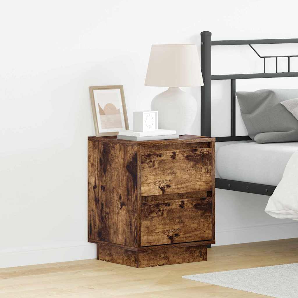 vidaXL Bedside Cabinet 2 pcs Smoked Oak 39 x 34.5 x 50 cm