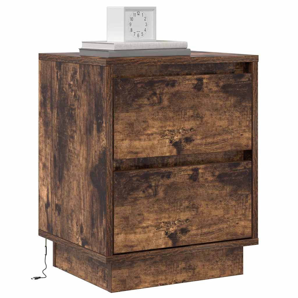 vidaXL Bedside Cabinet 2 pcs Smoked Oak 39 x 34.5 x 50 cm