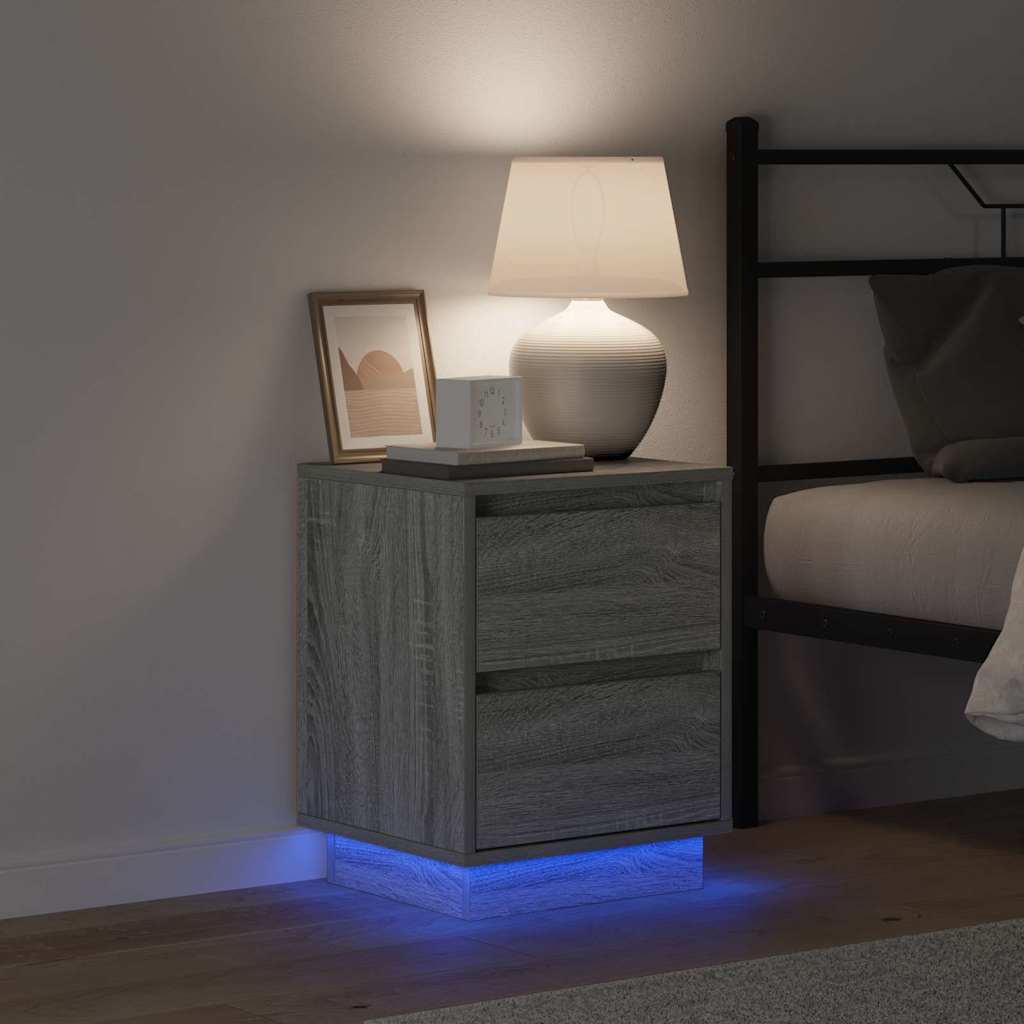 vidaXL Bedside Cabinet Grey 39 x 34.5 x 50 cm Engineered wood