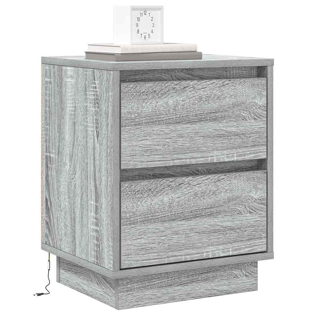 vidaXL Bedside Cabinet Grey 39 x 34.5 x 50 cm Engineered wood