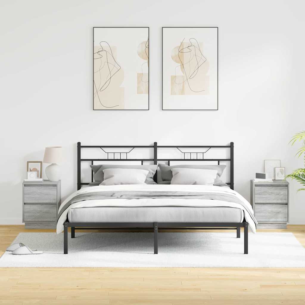 vidaXL Bedside Cabinet 2 pcs Grey 39 x 34.5 x 50 cm Engineered wood
