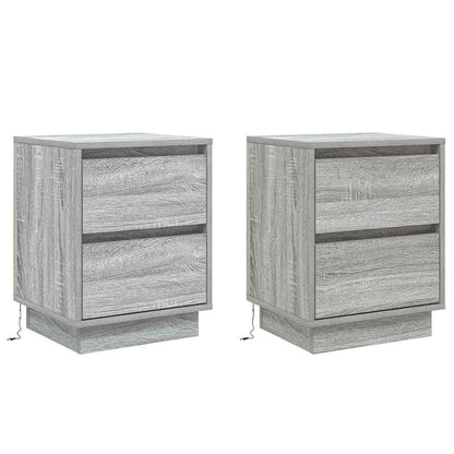vidaXL Bedside Cabinet 2 pcs Grey 39 x 34.5 x 50 cm Engineered wood