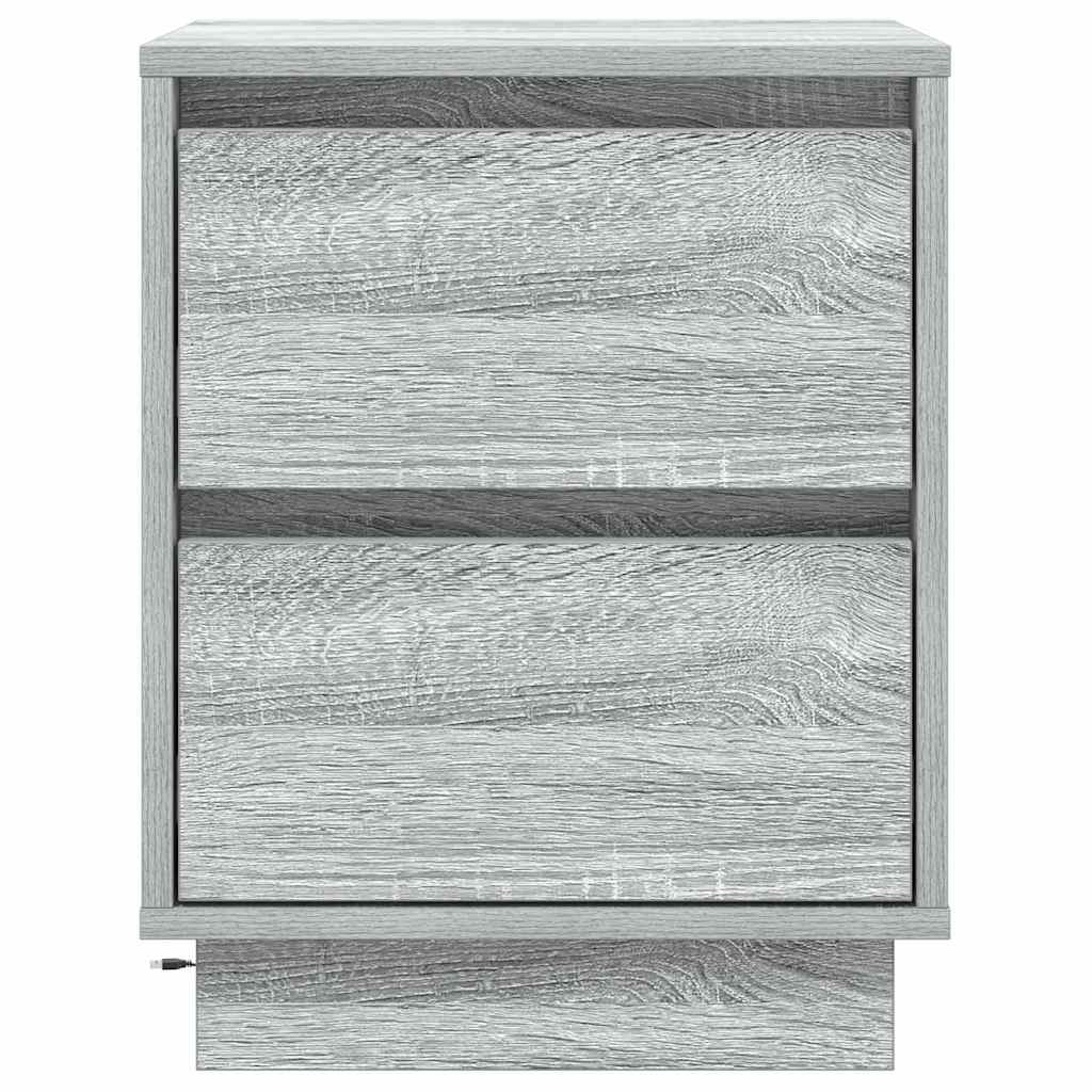 vidaXL Bedside Cabinet 2 pcs Grey 39 x 34.5 x 50 cm Engineered wood