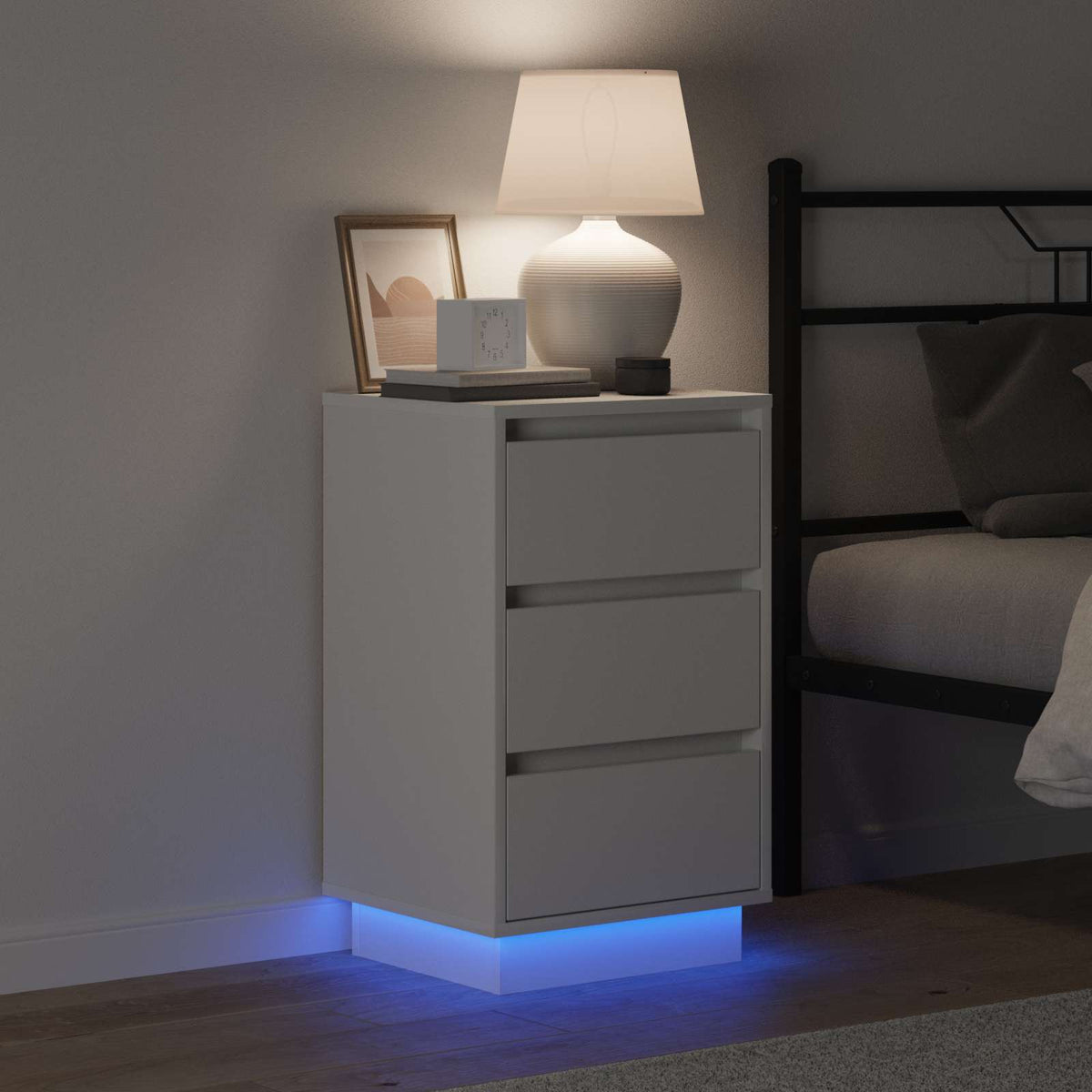 vidaXL Bedside Cabinet White 39 x 34.5 x 65 cm Engineered wood