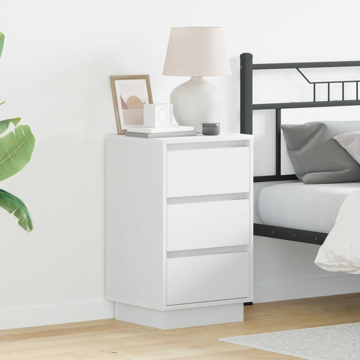 vidaXL Bedside Cabinet White 39 x 34.5 x 65 cm Engineered wood