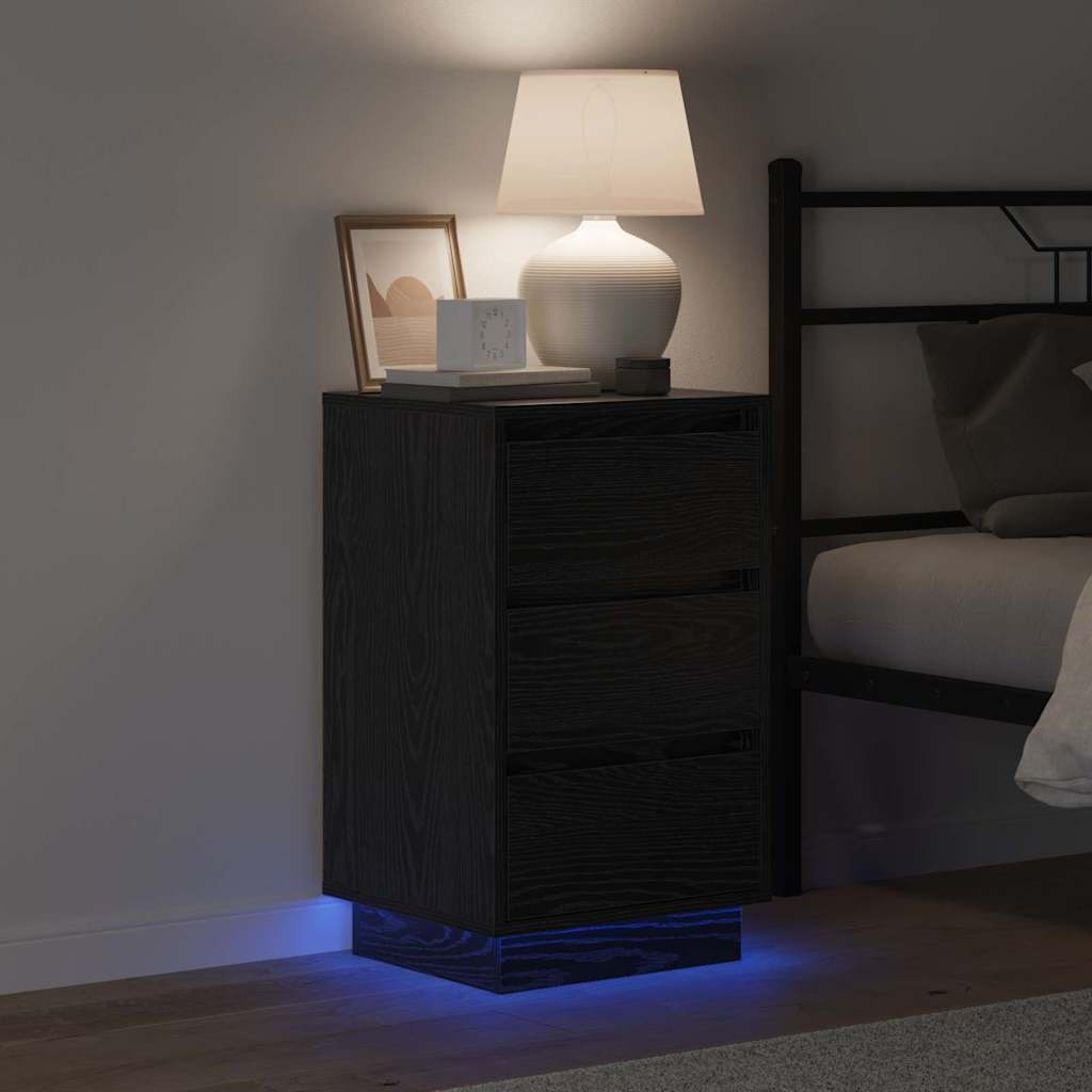 vidaXL Bedside Cabinet Black Oak 39 x 34.5 x 65 cm Engineered wood