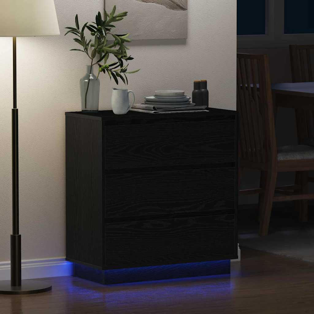 vidaXL Bedside Cabinet Black Oak 71 x 34.5 x 75 cm Engineered wood