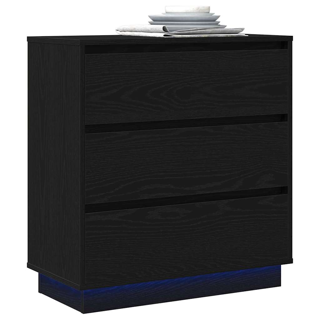 vidaXL Bedside Cabinet Black Oak 71 x 34.5 x 75 cm Engineered wood