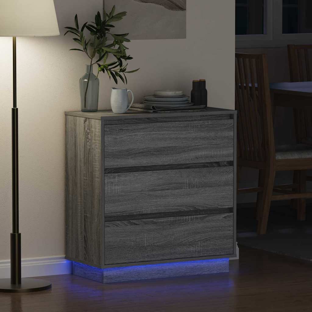 vidaXL Bedside Cabinet Grey 71 x 34.5 x 75 cm Engineered wood
