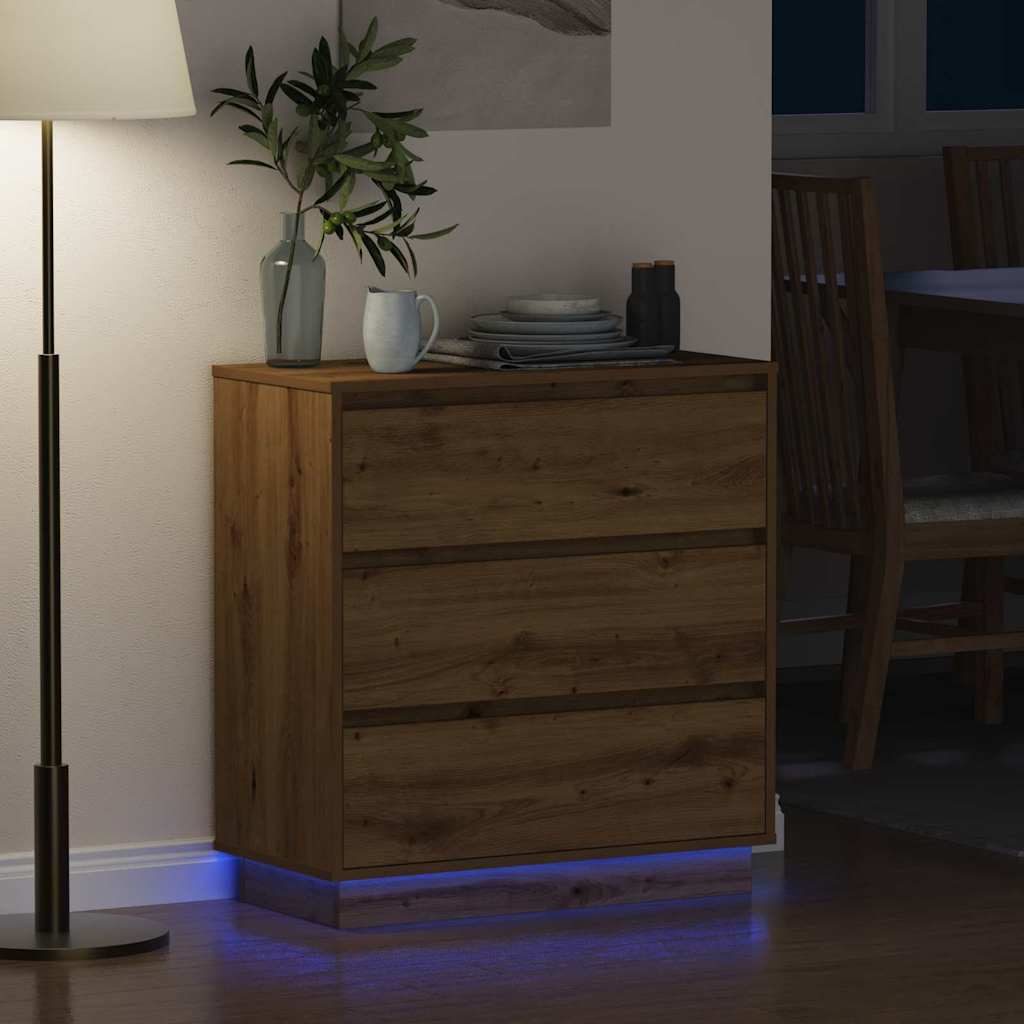 vidaXL Bedside Cabinet Artisan Oak 71 x 34.5 x 75 cm Engineered wood